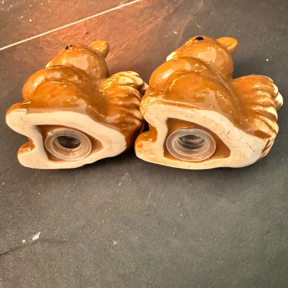Cute Ceramic Squirrel Salt and Pepper‎ Shaker Set Brown Kitchen Decor